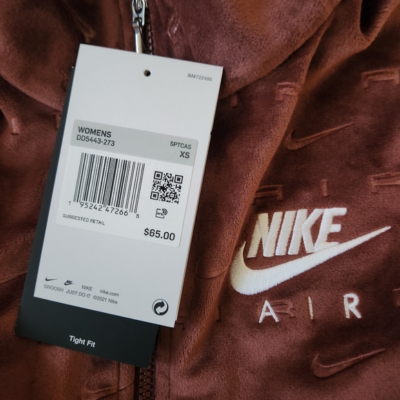 NWT ❗️ Nike Air women's veloure 1/4 zip long sleeves top bronze ( brown) size xs - Picture 5 of 9